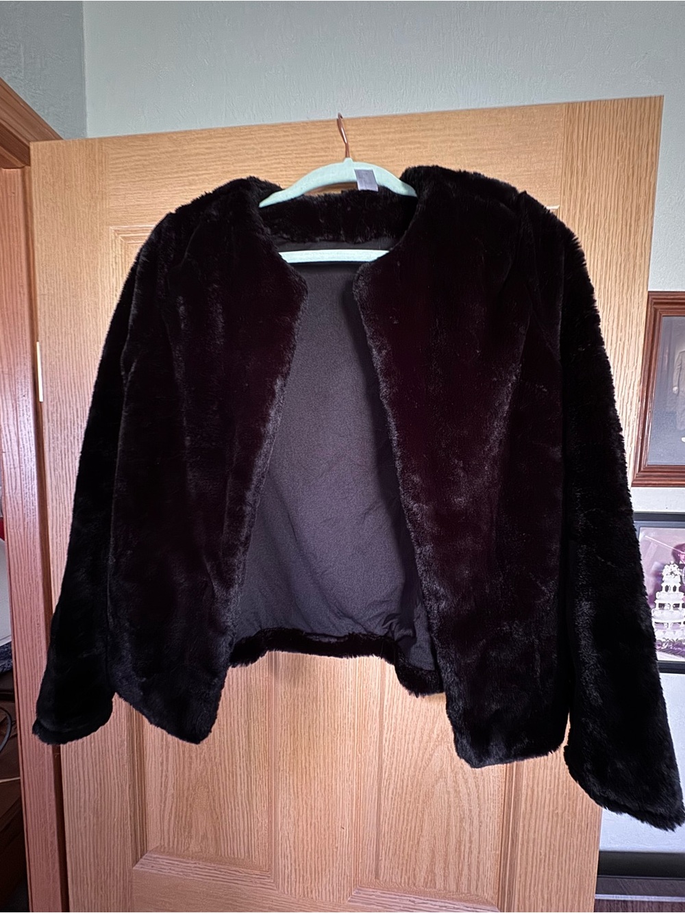 H&M Women's Black Faux Fur Jacket